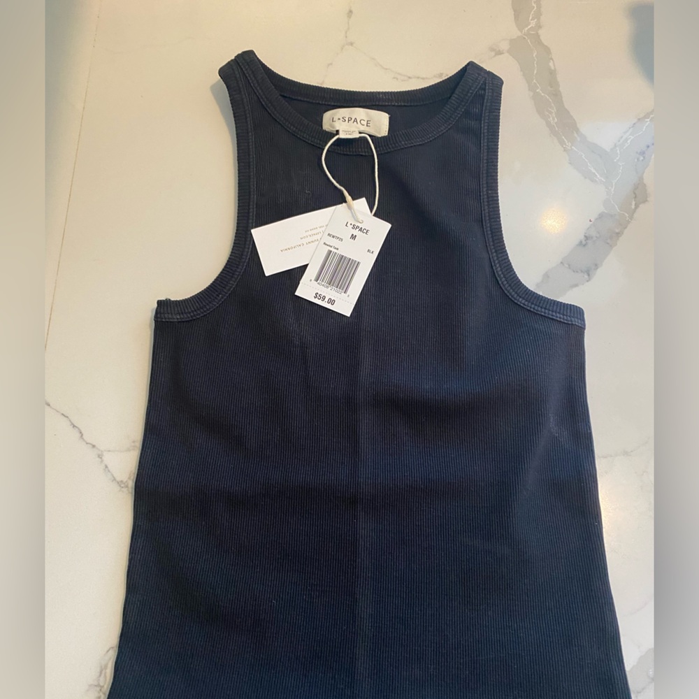 L*Space Black Ribbed Tank Top